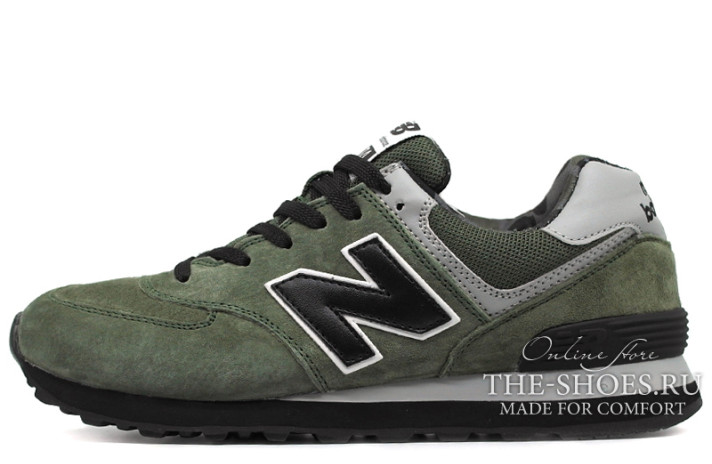Кроссовки New Balance 574 Vintage Green Black  зеленые