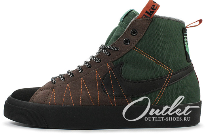 Кроссовки Nike SB Zoom Blazer Mid Acclimate Noble Green DC8903-300 зеленые, коричневые