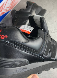Кроссовки New Balance 574 full black Leather живое фото 4