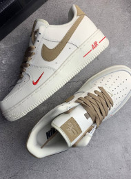 Кроссовки Nike Air Force 1 Low ID White Brown Red живое фото 2